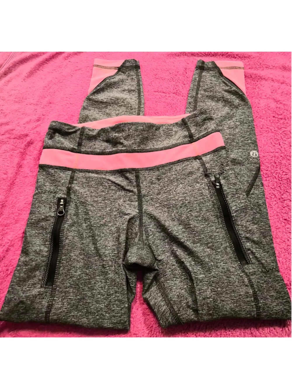 Women's Lululemon Leggings Size S Grey Pink Athletic Pants
